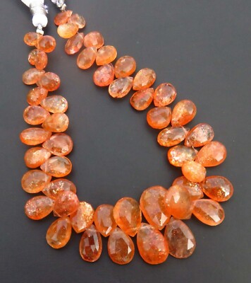 Natural Sunstone Tropfen Facettierte Perlen Rainbow Orange 8-15mm 8 Zoll