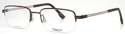 FLEXON E1000 210 Brown Mens Rectangle Half Rim Eyeglasses 53-18-140 B:32 B