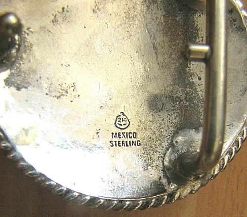 Mexico Taxco vintage silver sterling buckle with floral engraving, 22 gr.,  - Bild 3 von 4