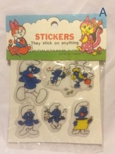 MOC Vintage The Smurfs Peyo Puffy Stickers Pack Smurf Sticker