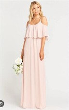 Show Me Your MuMu Caitlin Ruffle Maxi Dress Womens Small Pink Sparkle Chiffon