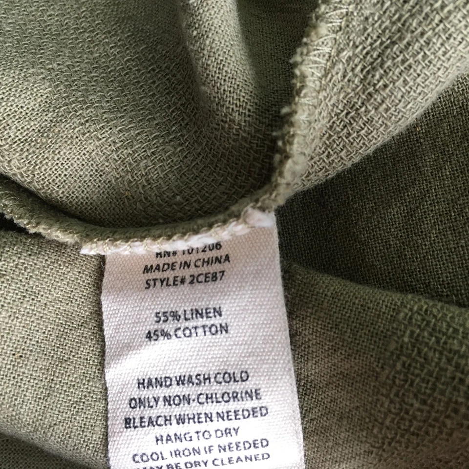 МЯГКОЕ ОКРУЖЕНИЕ зеленый текстурированный льняной смеси кнопка рубашка женщин sz средний - Изображение 3 из 4