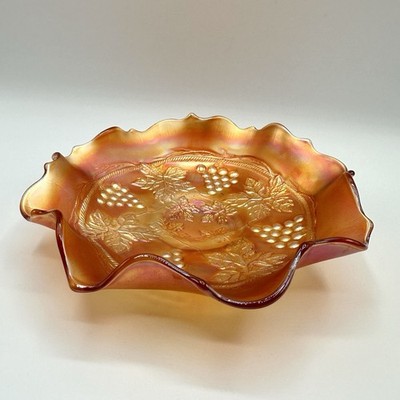 Fenton Schale Glas Irisierend Pressglas Trauben Reben Carnival Glas Glaskunst
