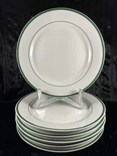 The Cellar Macy's Dinner Plates White With Green Stripes (6) Restaurant Ware