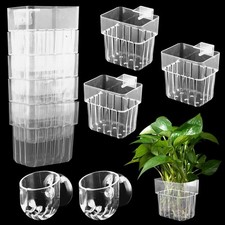 8 Pack Clear Acrylic Aquarium Plant Holder Hanging Fish Tank Cup