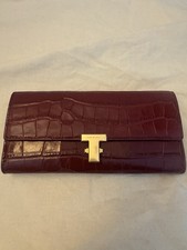 Tory Burch Juliette Embossed Slim Wallet Purse Roma Red 84758
