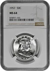 1957 50C Silver Franklin Half Dollar NGC MS 64 White Coin with New Holder
