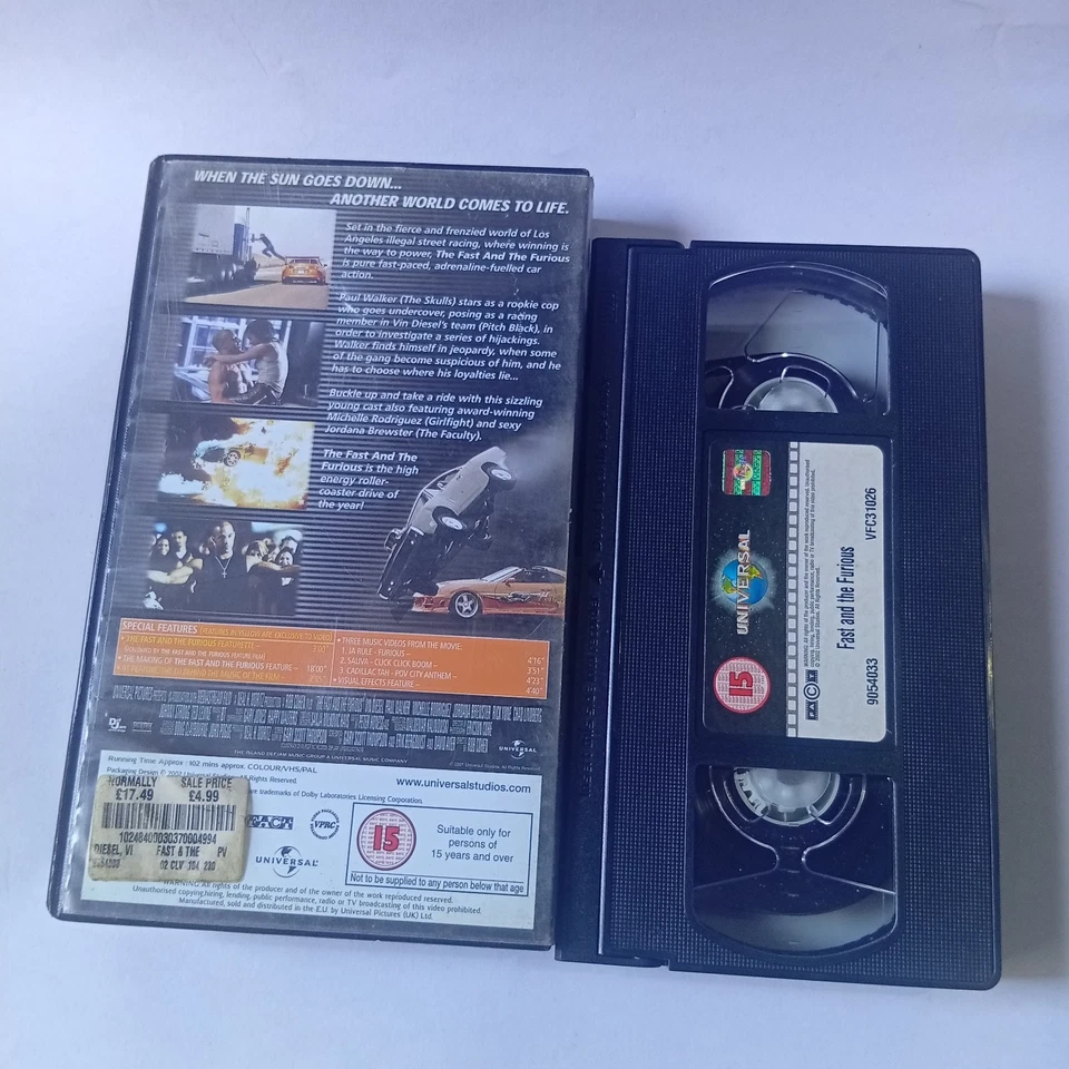 Orig VHS Tape The Fast And The Furious Vin Diesel Paul Walker Michelle Rodriguez - Image 4 of 4