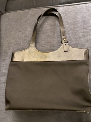 Black Esprit Vegan Leather & Canvas Black Handbag EXCELLENT CONDITION