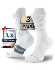 Mens Bamboo Viscose Coolmax Crew Compression Running Socks Medium Glacier White