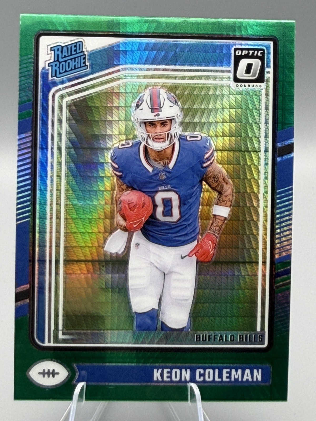 2024 Panini Donruss Optic - Rated Rookie Keon Coleman #263 Green Hyper Prizm
