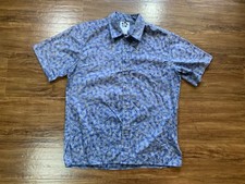VTG Hilo Hattie Hawaiian Aloha Shirt Mens Sz Large Tropical Floral Blue USA Made
