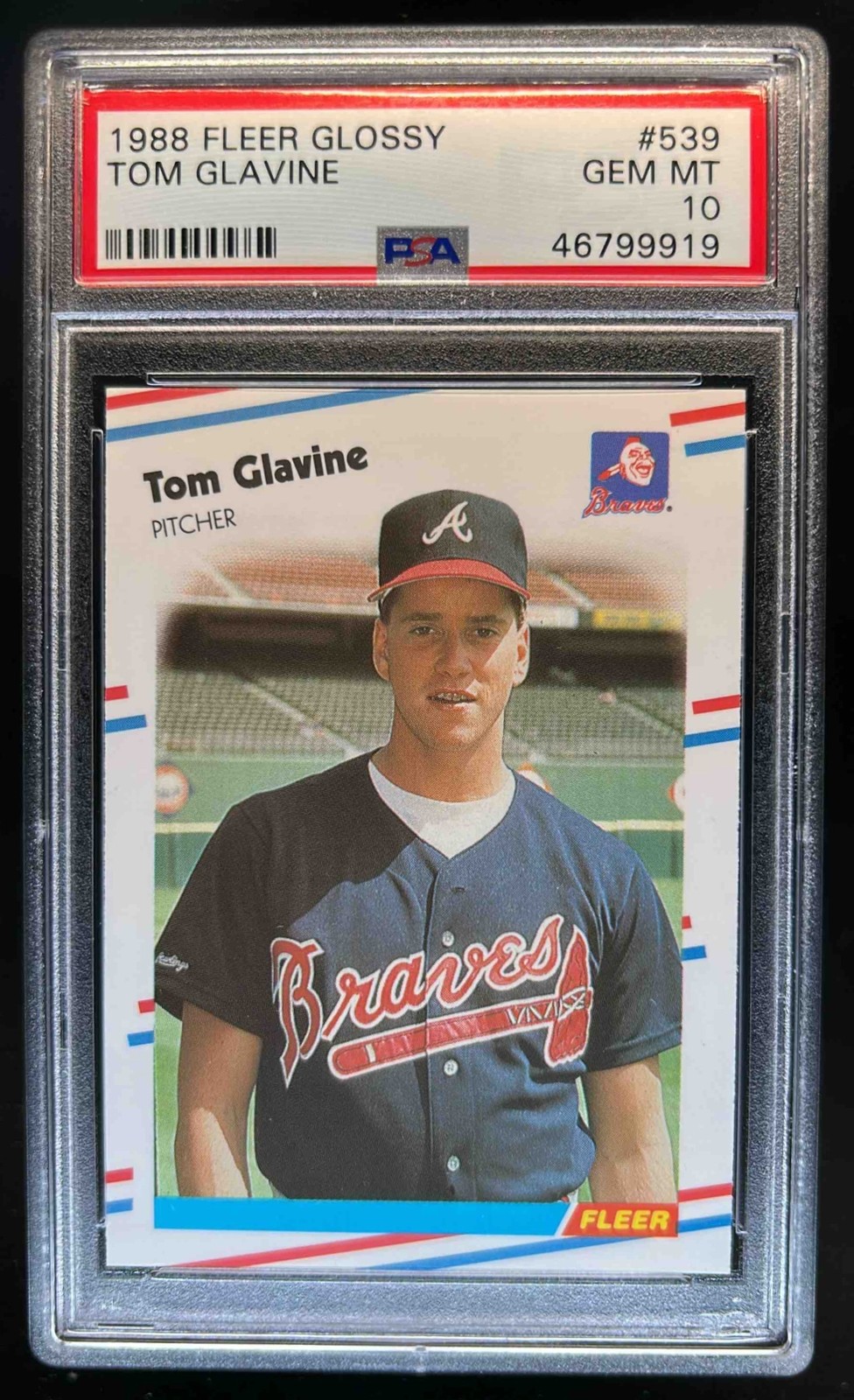 1988 Fleer Tom Glavine Glossy Rookie RC #539 Braves PSA 10
