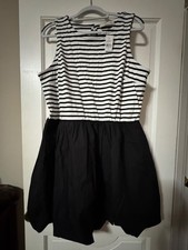 LOFT Striped Mixed Media Bubble Hem Mini Dress Size 16