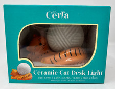 Cerra Ceramic Cat LED Desk Lamp Unique Home Office Decor Modern Lighting - New