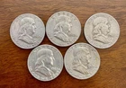 Junk 90% Silver Coin Lot -- $2.50 Face Value -- 5 - 90% Franklin Half Dollars