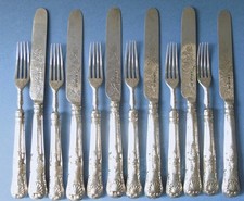 ANTIKES OBSTBESTECK KOMPLETT STERLINGSILBER SHEFFIELD 1871 ÜPPIGES DEKOR