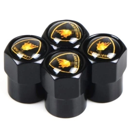 Compatible con Tapas de vástago de válvula de neumático Lamborghini 4 piezas aluminio anodizado negro Foto 2 de 2