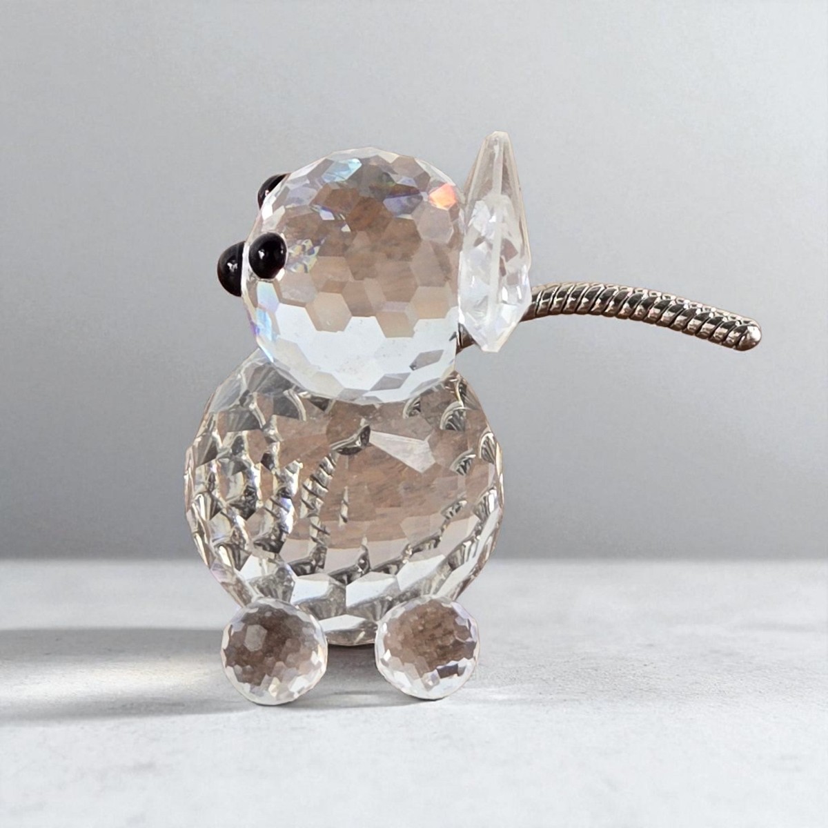 Swarovski Cat Crystal Figurine Retired 3.3 mm Kitty Silver Tail
