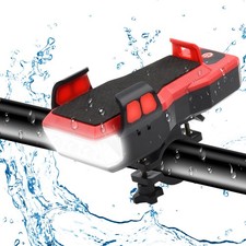 4 In1 Led Bike Front Light USB Rechargeable Horn Power Bank Bicycle Phone Mount