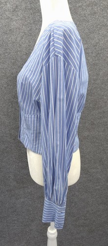 & Other Stories Top Womens 8 Button Up Cropped Long Sleeve Blue Striped - Bild 4 von 16
