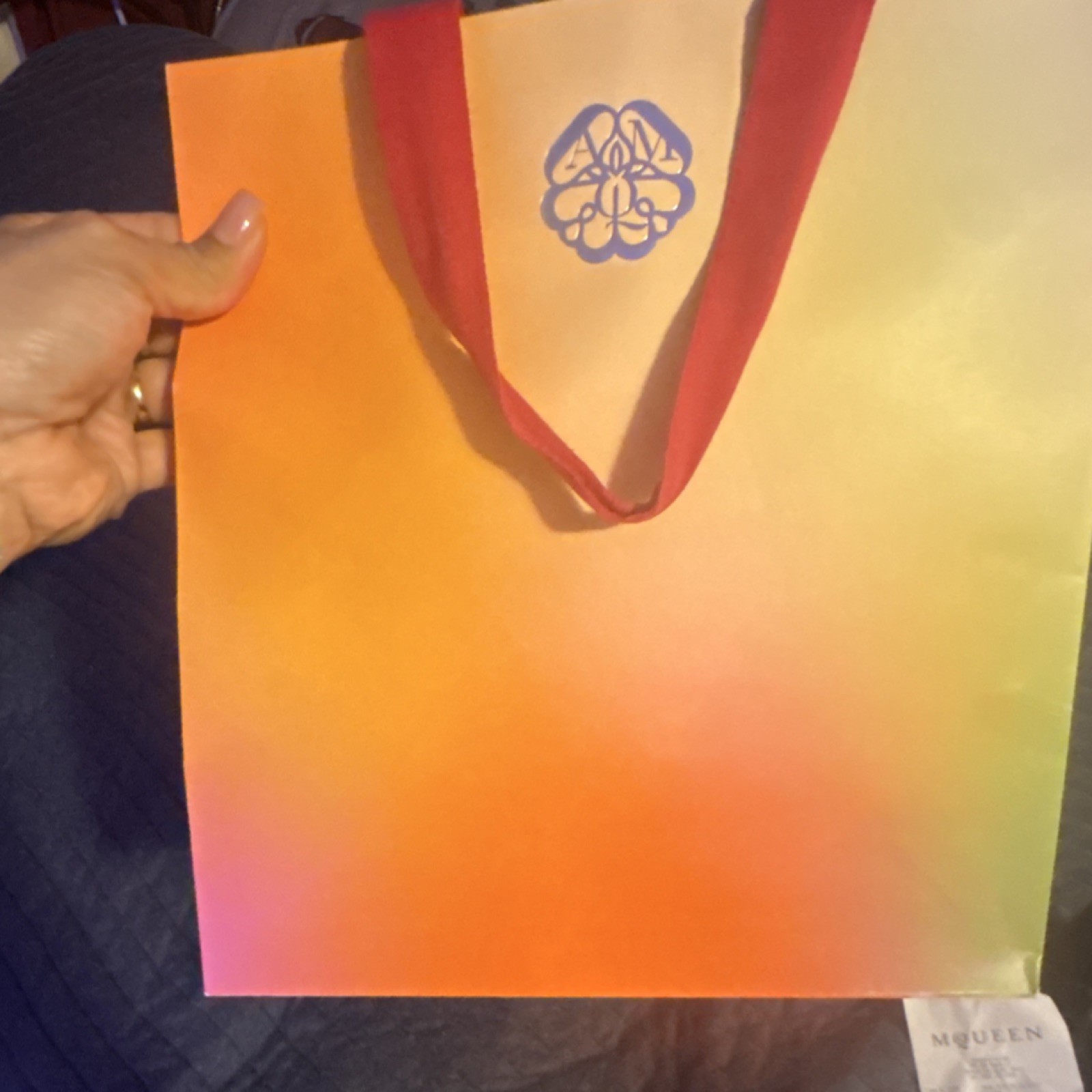 Alexander McQueen Rectangular White Frame Pink Le… - image 1