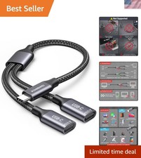 Compact USB-C Power  Data Splitter: Dual USB-C Female Ports for Versatile Use