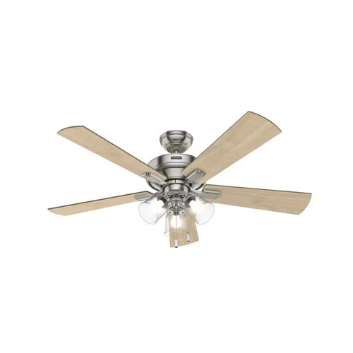 Hunter Fan Crestfield Ceiling Fan 52In Nickel Bleached Grey Pine - Picture 1 of 8