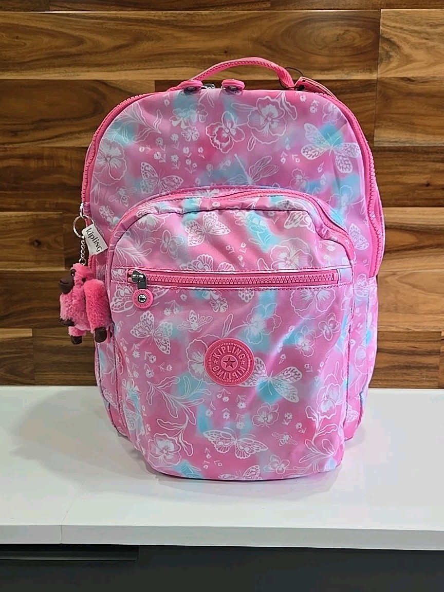 Kipling Backpack Pink Color Print Laptop Bookbag School  display picture 2