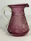 Vintage Pilgrim Cranberry Glass Creamer Small Pitcher 4.25" Bennington Pattern