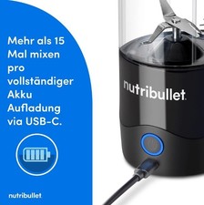 Nutribullet Leggero Frullatore Portatile, 475ml BPA Free Tritan, Mini Frullatore, Lama a 4 Punte in Acciaio Inox, Frullatore Multifunzione, Caricatore USB-C, Oltre 15 Cicli Frullatura, NBP003B, Nero - 7