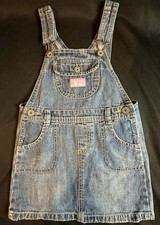 Vintage Osh Kosh B Gosh Toddler Girl 4T Denim Overall Dress Vestbak Oshkosh