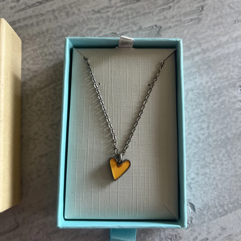 LISA LEONARD Reversible yellow Heart brave love Pewter Pendant Necklace soldOUT - Image 2 of 4