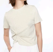 Oak + Fort Top L Knot Front Tee Lightweight Cotton Linen Minimalist