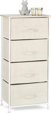 Mobiletto Con 4 Cassetti, Mobile Cassettiera, in Tessuto, Acciaio E Legno MDF, H