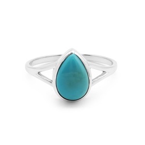 Authentic Blue Turquoise Statement Ring 925 Silver Ring Bohemian Women Ring For Her