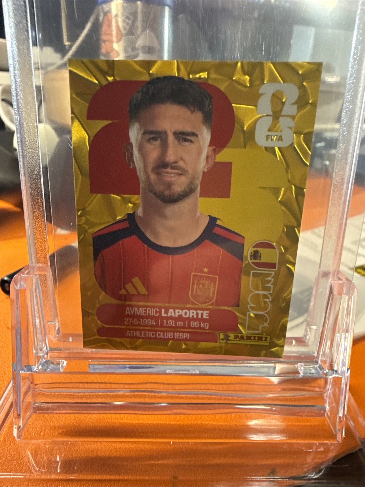 2026 Panini World Cup Sticker Aymeric Laporte Gold Crumple ESP 4