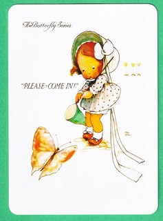 1 WIDE SWAP PLAYING CARD LUCIE ATTWELL THE BUTTERFLY SERIES GIRL COME IN