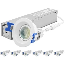 Luxrite 1" Gimbal Adjustable LED Recessed Light 12W 5CCT 1000LM Dimmable 6 Pack