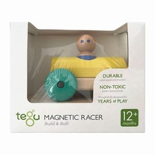 Tegu - Magnetische Holzbausteine Baby Rennwagen gelb grün