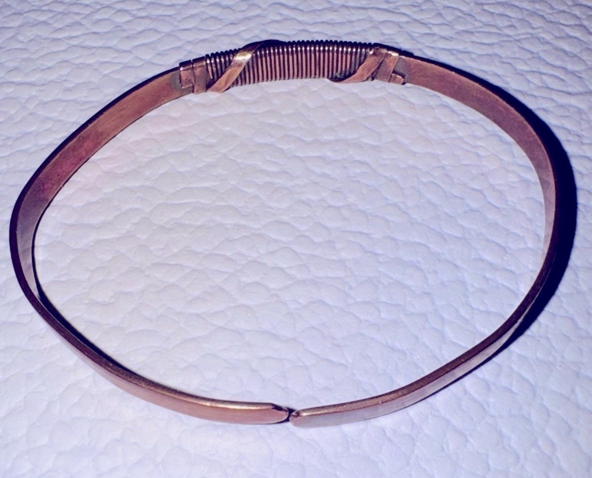 Solid Copper Wire Wrapped Hammered Bangle Bracele… - image 2