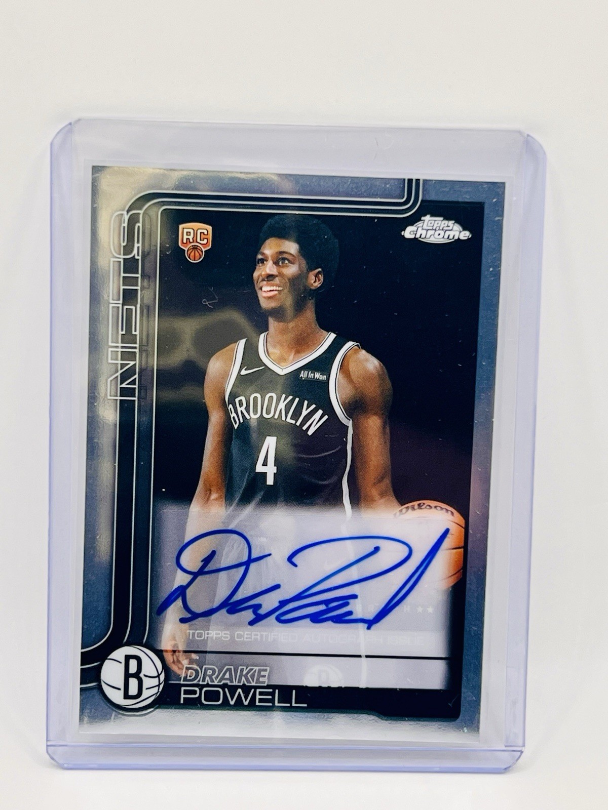 2025-26 Topps Chrome Drake Powell True Base Auto RC Brooklyn Nets #TCAR-DP