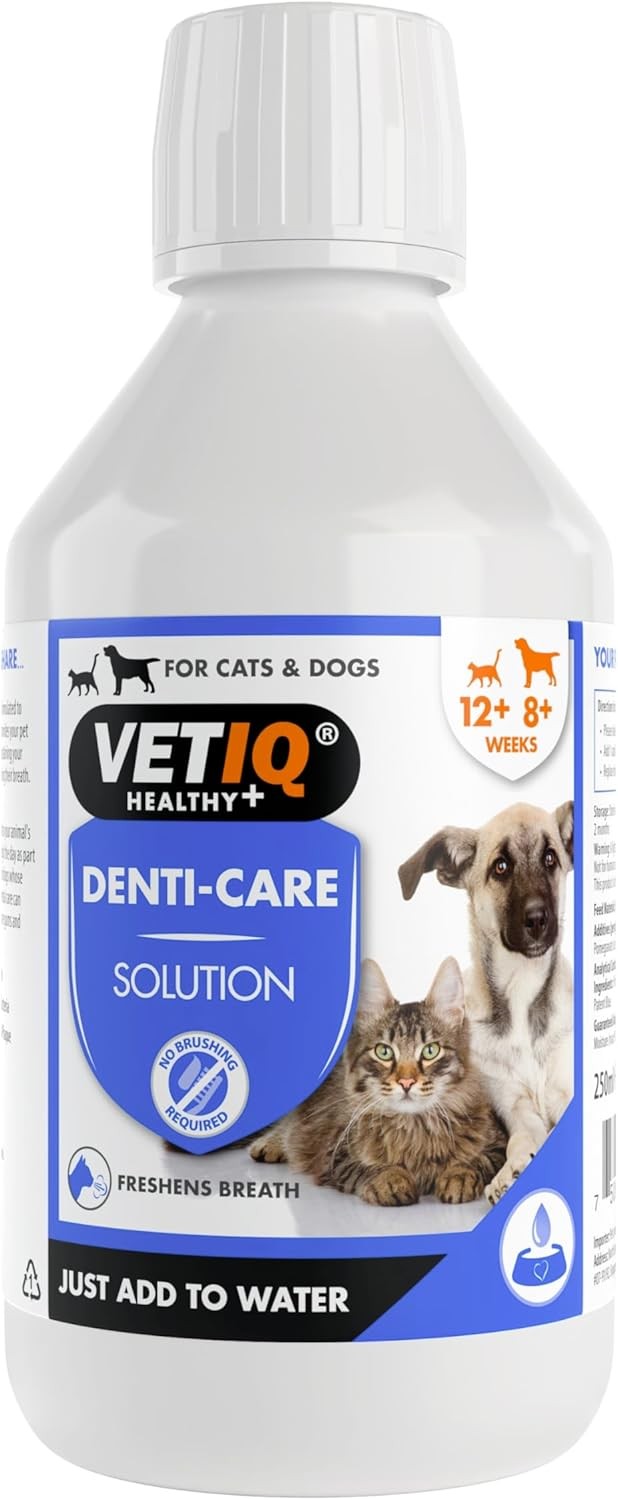 VETIQ Denti-Care Solution For Cats & Dogs, Simply Add to Drinking Water to Redu