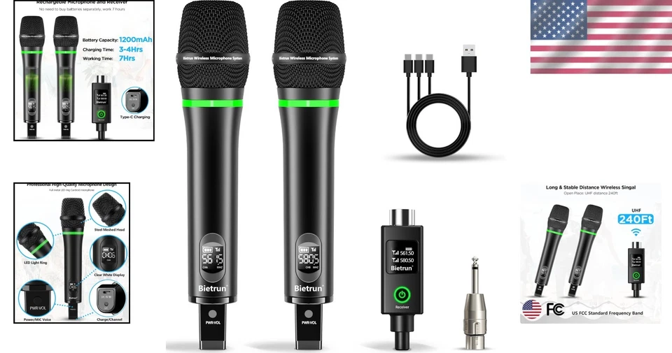 Rechargeable Dual Handheld Dynamic Microphones - Image 2 of 4