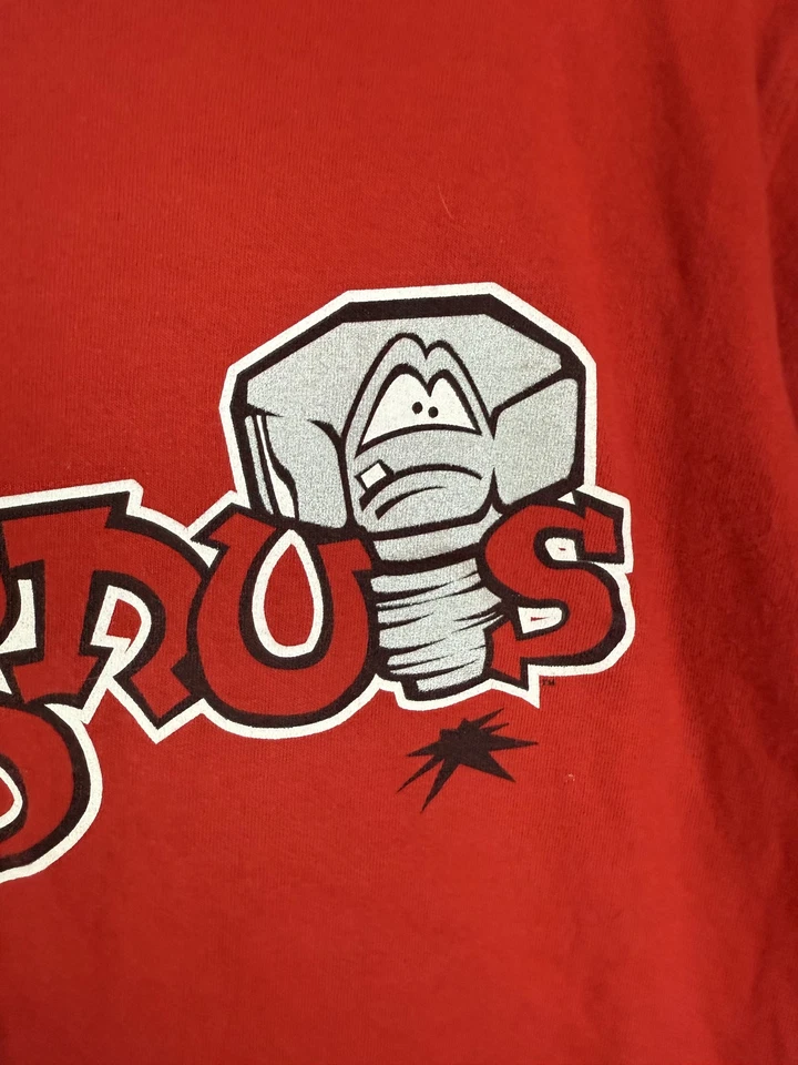 Vintage LugNuts Shirt Youth Small Red Majestic 2009 Cartoon Baseball Tee Kids - Image 3 of 4