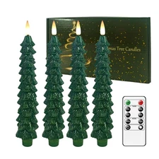 Christmas Tree Flameless Taper Candles with Remote and Timer, Battery Operate...