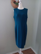 Calvin Klein Teal Sheath Dress Size 12 Sleeveless Gold Zipper Cocktail