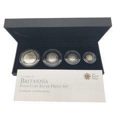 2010 Royal Mint Britannia 4 Coin Silver Proof Set 958 Ltd 3500 Box Cert UK QEII