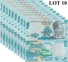 Malawi 50 Kwacha 2012 P 58a UNC 1/10 Bundle Lot 10 pcs