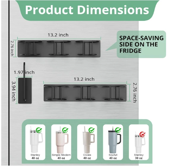 Portavasos magnético Stanley para nevera - organizador de vasos de 40 oz y portavasos con tapa Foto 2 de 4